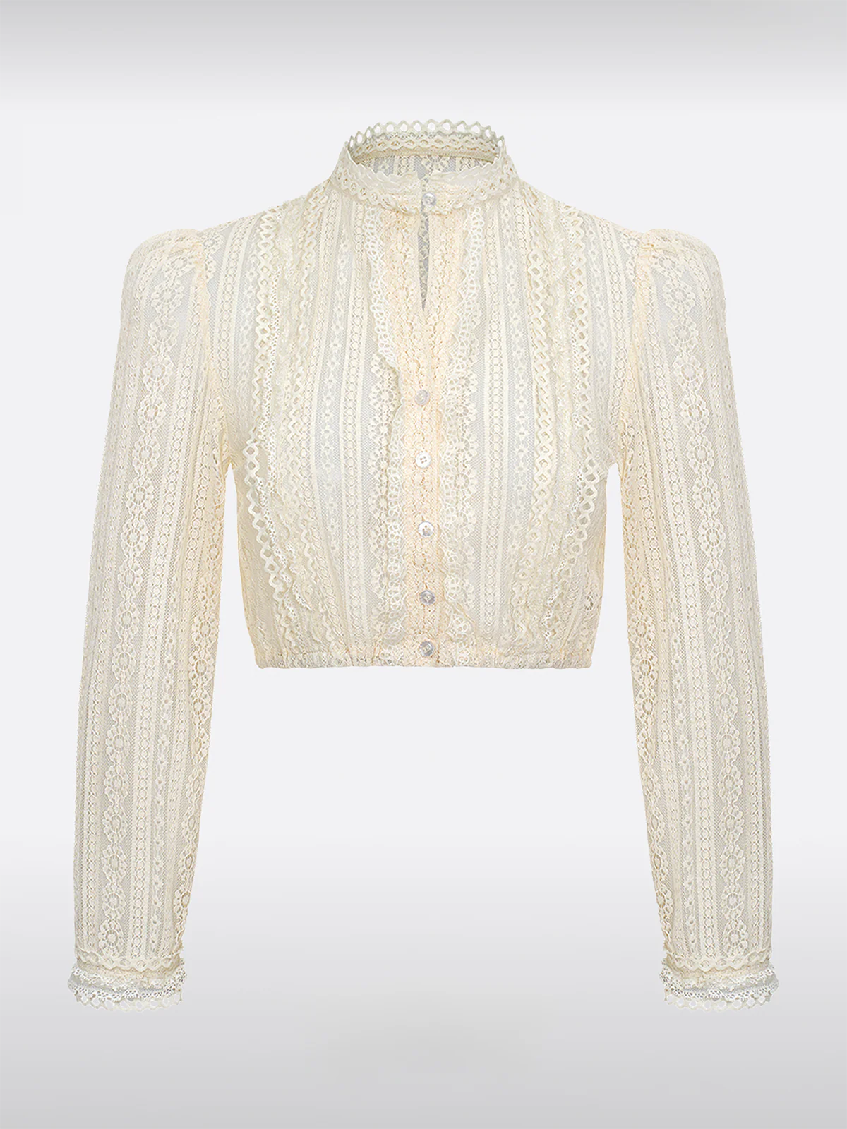 Beige Hooggesloten Dirndlblouse