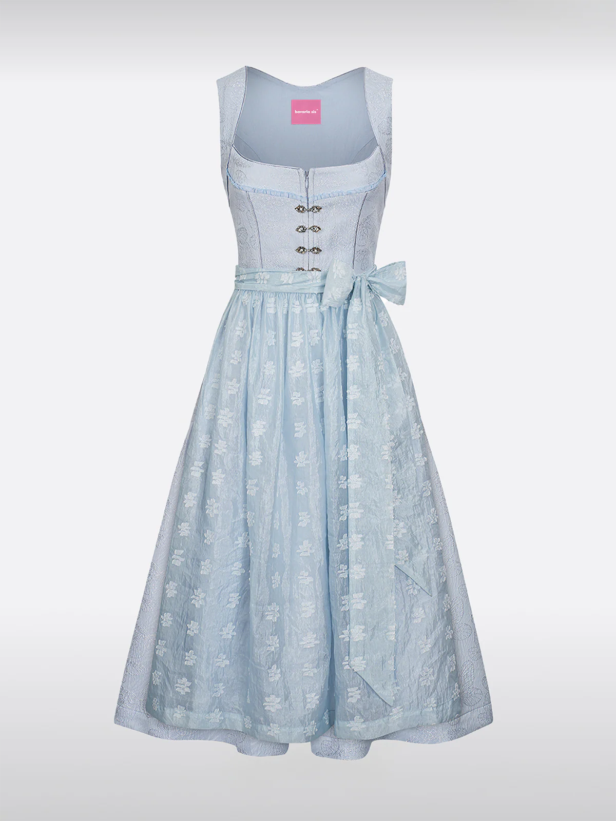 Blauw Rechte Halslijn Haaksluiting Dirndl