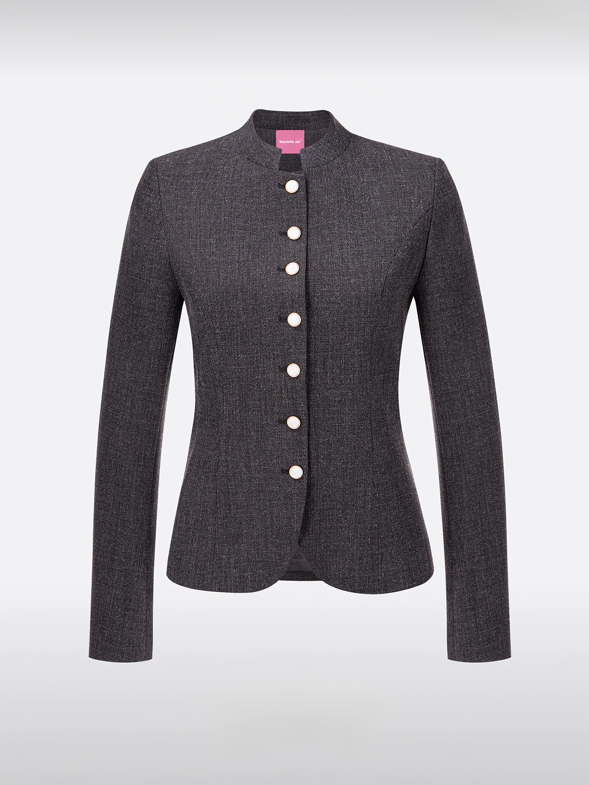 Zwarte Hoogsluitende Slim-Fit Traditionele Jassen