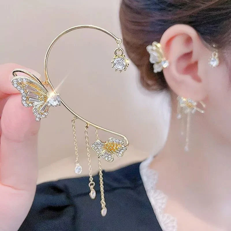 Elegante Statement Oorbellen met Vlinderontwerp en Schitterende Zirkonia