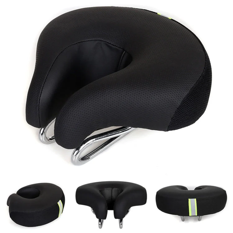 Noseless Fiets Zadel Mountainbike Verdikte Zachte Bekleding (Zwart)