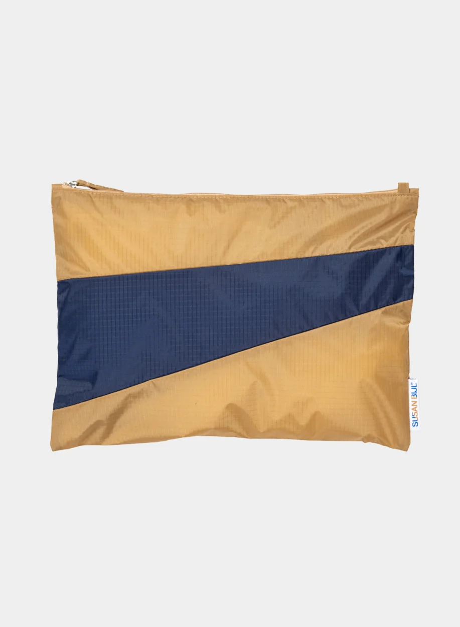 The New Pouch Camel & Navy Large The New Pouch Camel & Navy Large