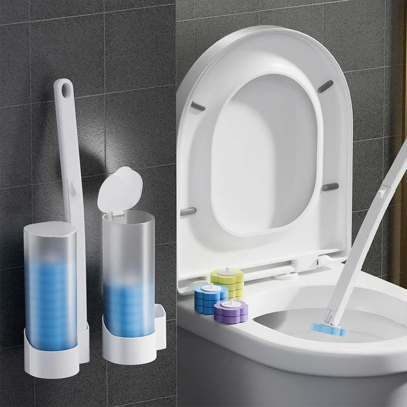 Antibacterieel Wegwerp Toilettenborstel met Hygiënische Sponskop en Houder