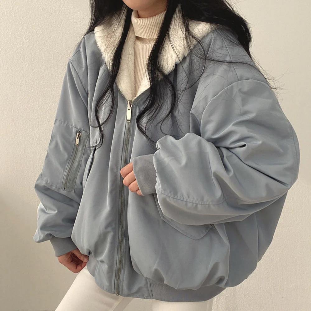 Omkeerbare Fleece Damesjas – Warme lichte Winterjas met Kapuze