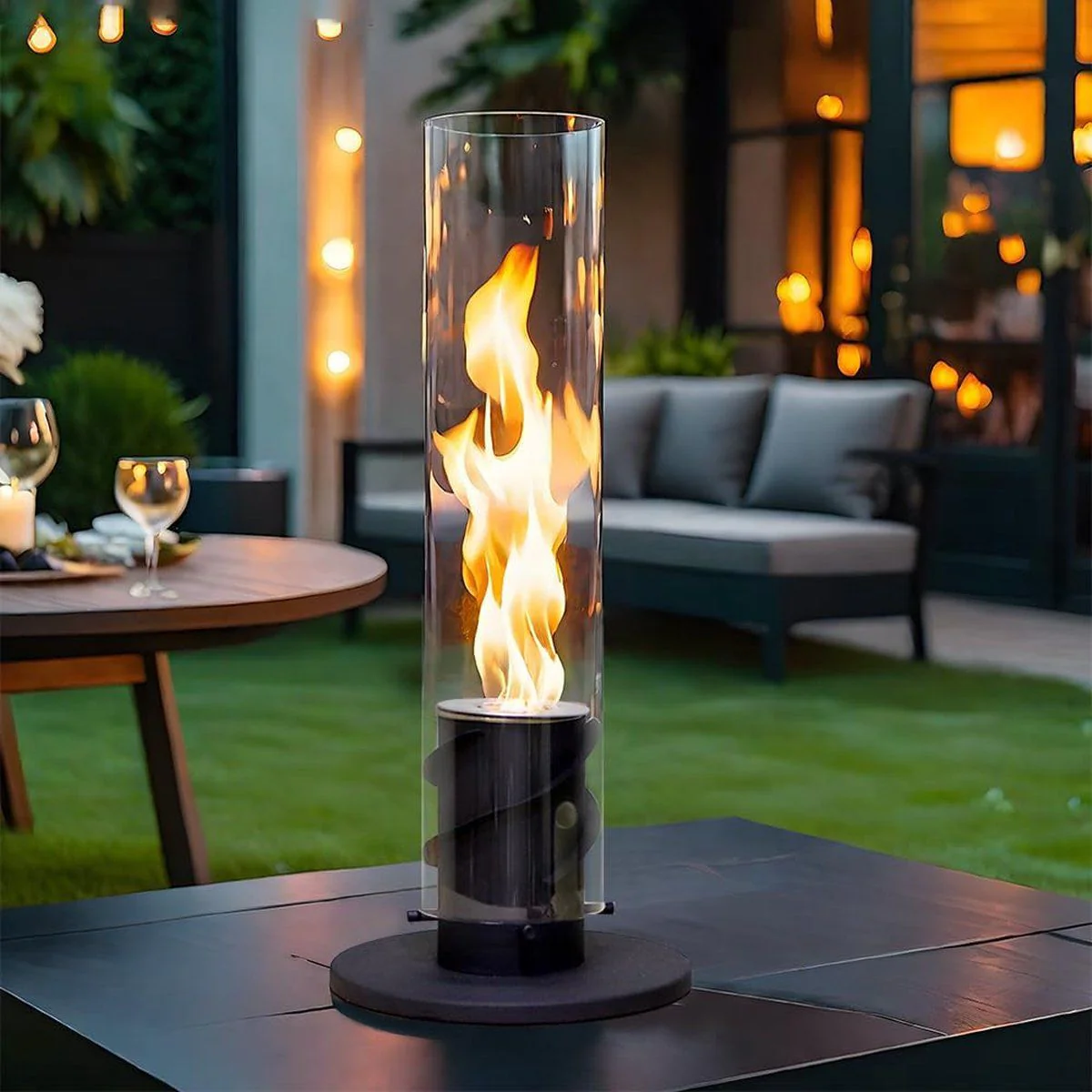 FlameGlow – Moderne tafelhaard met instelbare vlammen voor een gezellige sfeer