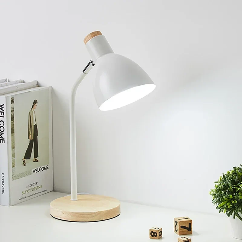 Houten Tafellamp – Creatieve Scandinavische Bureau Lamp van Hout en Metaal