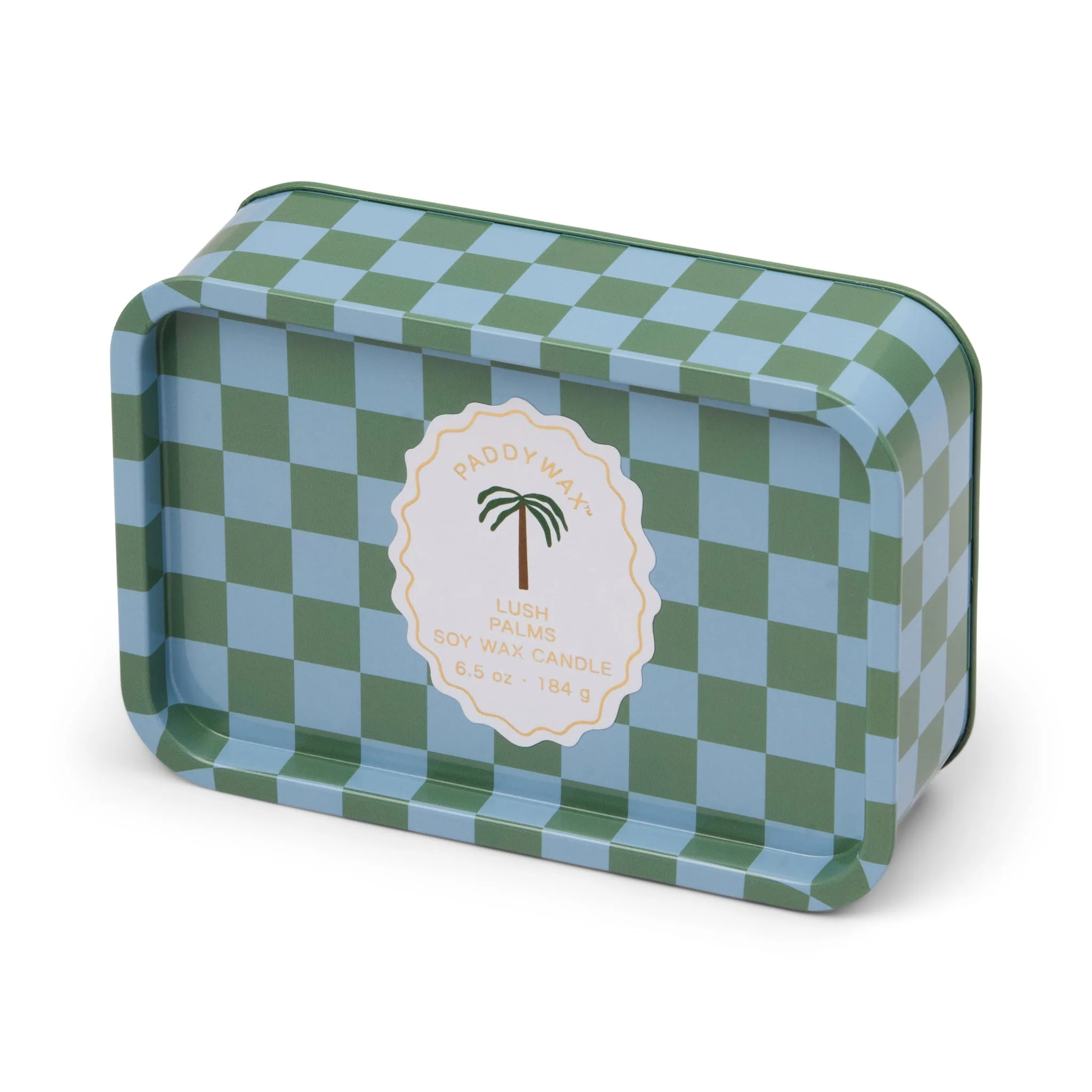 A Dopo Palm Print Geurkaars in Blik |  Lush Palms | Paddywax