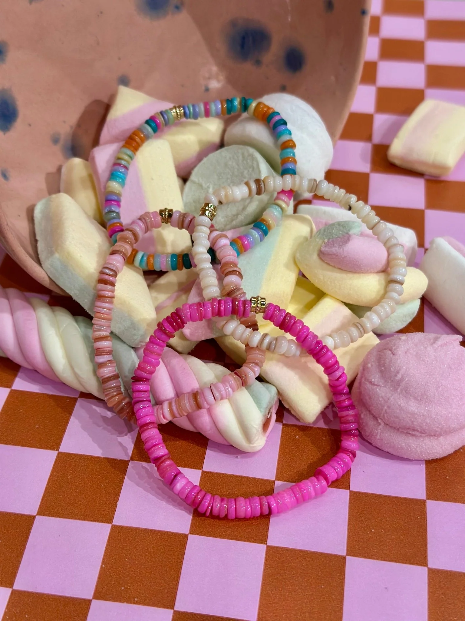 Armband | Roze kralen