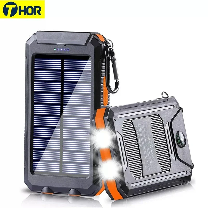 Zonnebatterij 8000mAh – Dubbele USB, Waterdicht, Schokbestendig, LED
