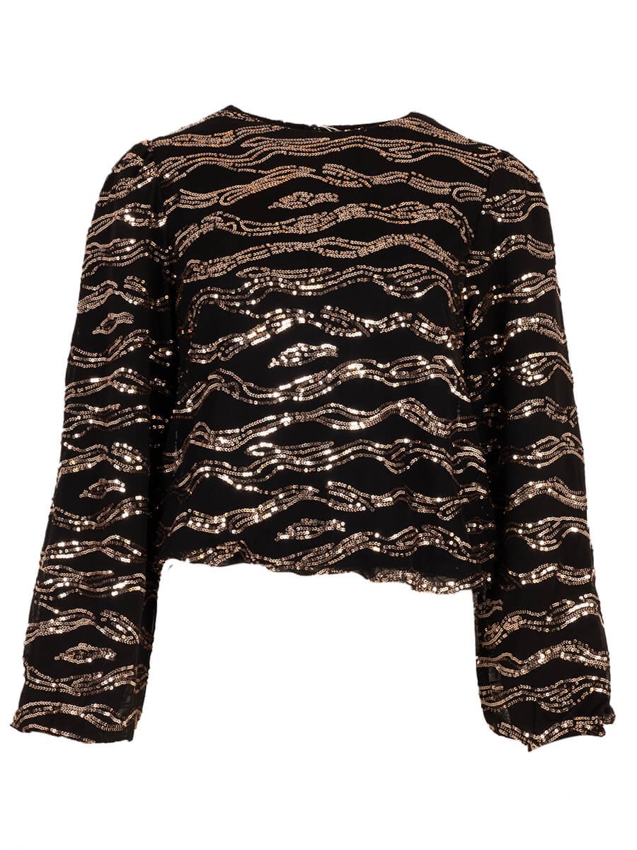 Blouse | All that glitter | Zwart-Goud