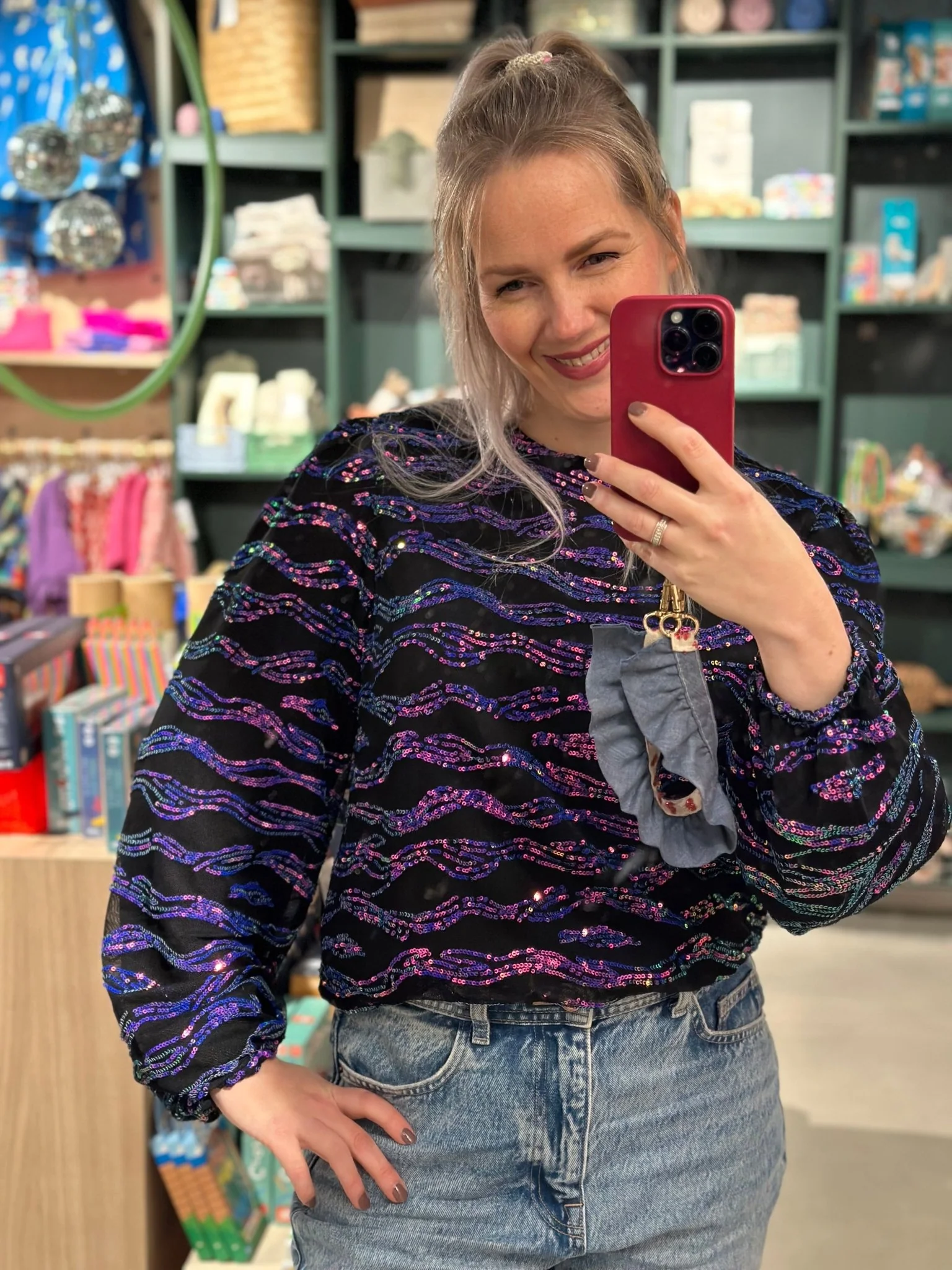 Blouse | All that glitter | Zwart-Multicolor