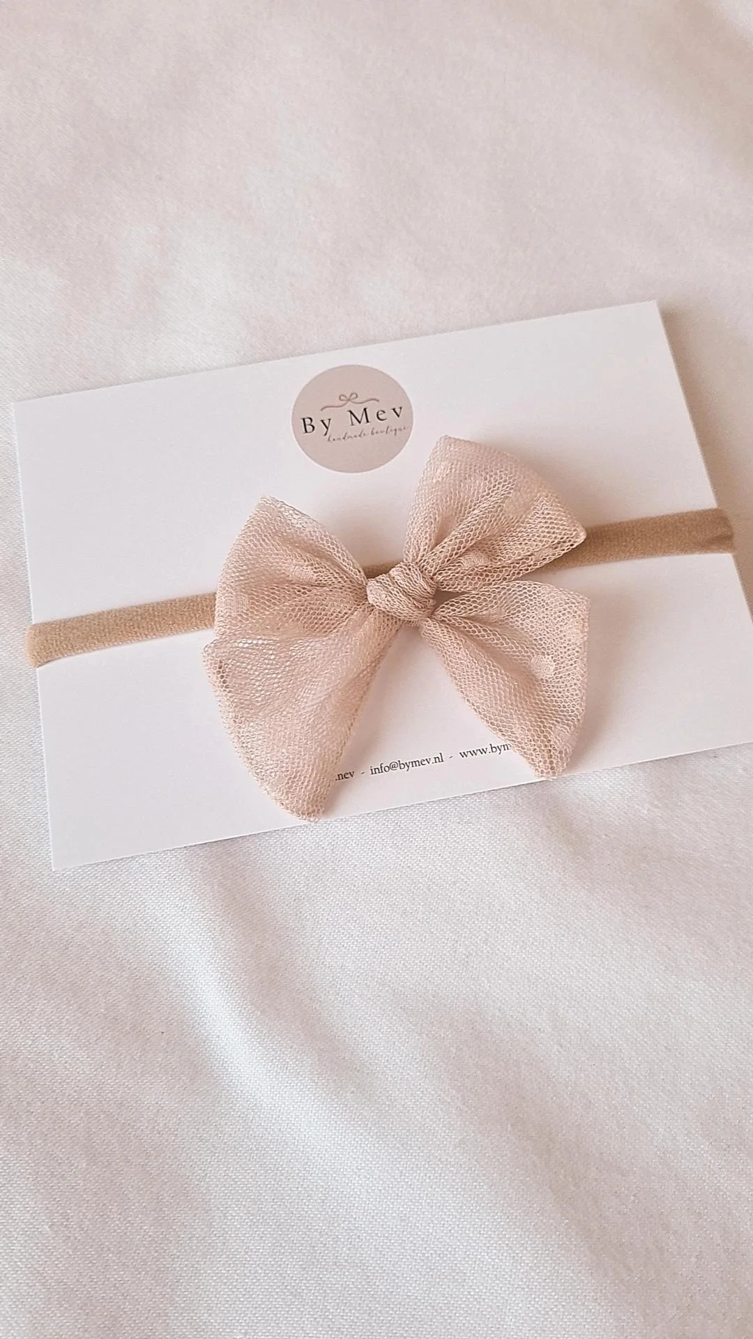 By Mev | Haarband Newborn Tule Strik | Nude By Mev | Haarband Newborn Tule Strik | Nude
