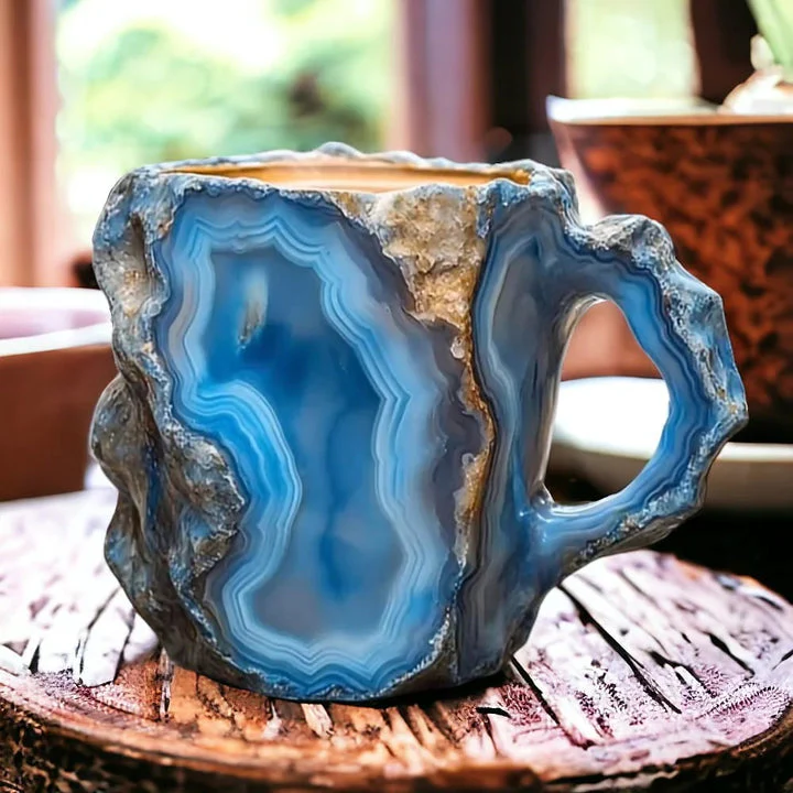 Handgemaakte Koffiemokken van Mineraalkristal, Geïsoleerd, Magnetronbestendig, 350-450 ml