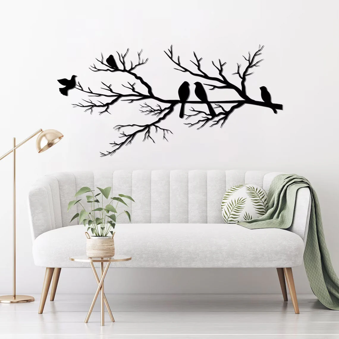 PerchArt Metaal Wanddecoratie – Vogels op een Tak voor een Tijdloze Natuurlijke Uitstraling