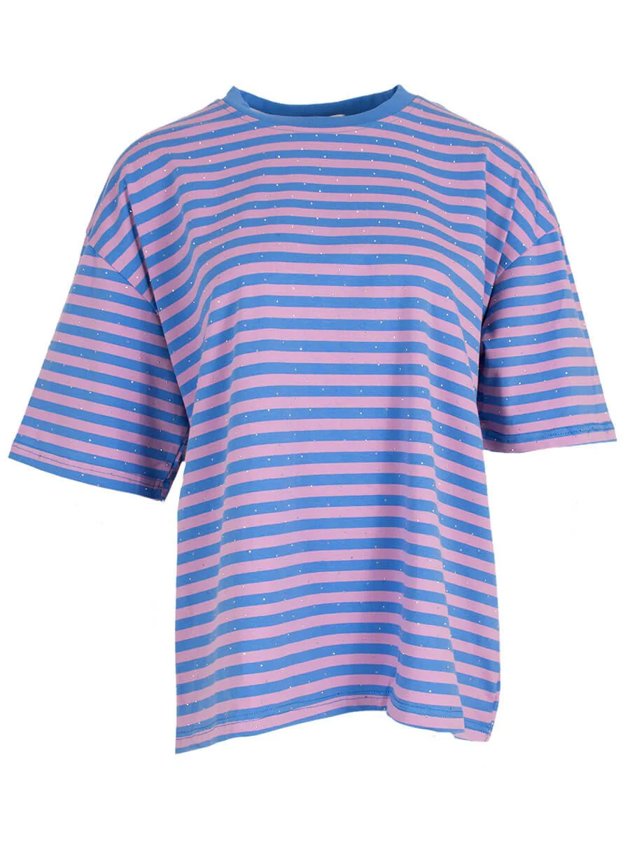 Don’t Strass Shirt| Lila-Blauw | One Size