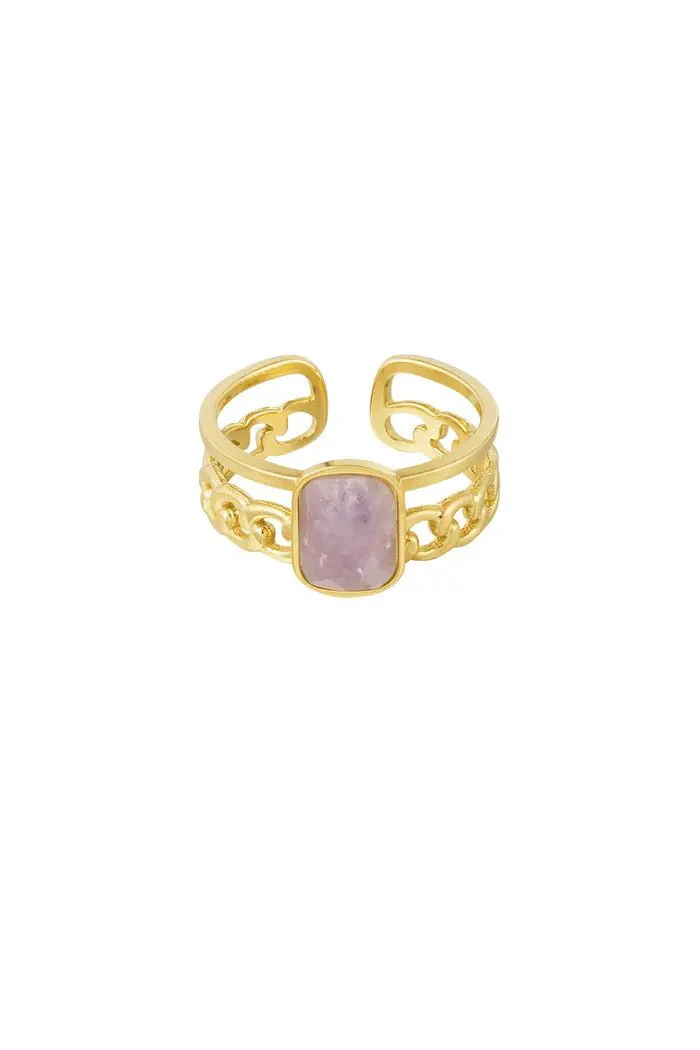 Dubbele Ring | Paarse Steen | Stainless Steel