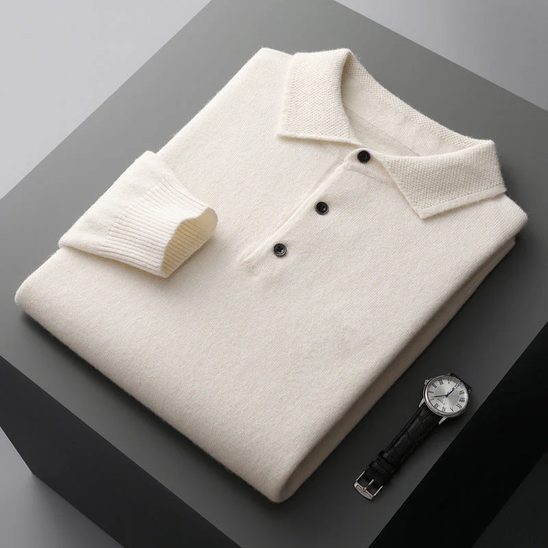 NordicLuxe Cashmere Merino Wol Polo Shirt, Stockholm Stijl