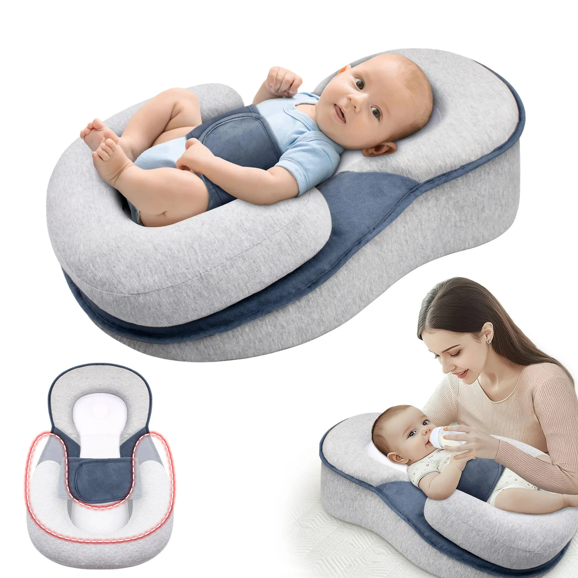 Anti-Reflux Verhoogde Baby-Lounger voor Pasgeborenen en Baby’s