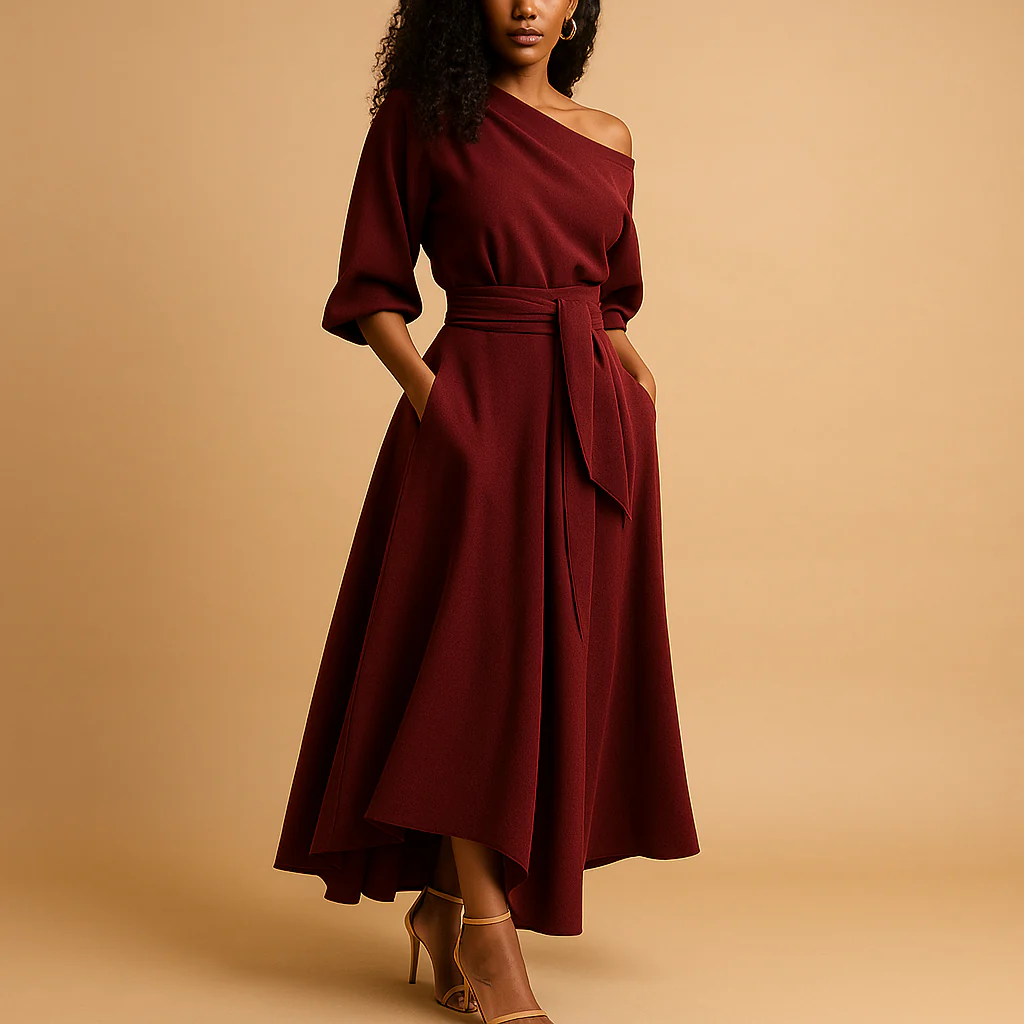 Zonnenstraal Damesjurk met Tailleband – Elegant en Comfortabel