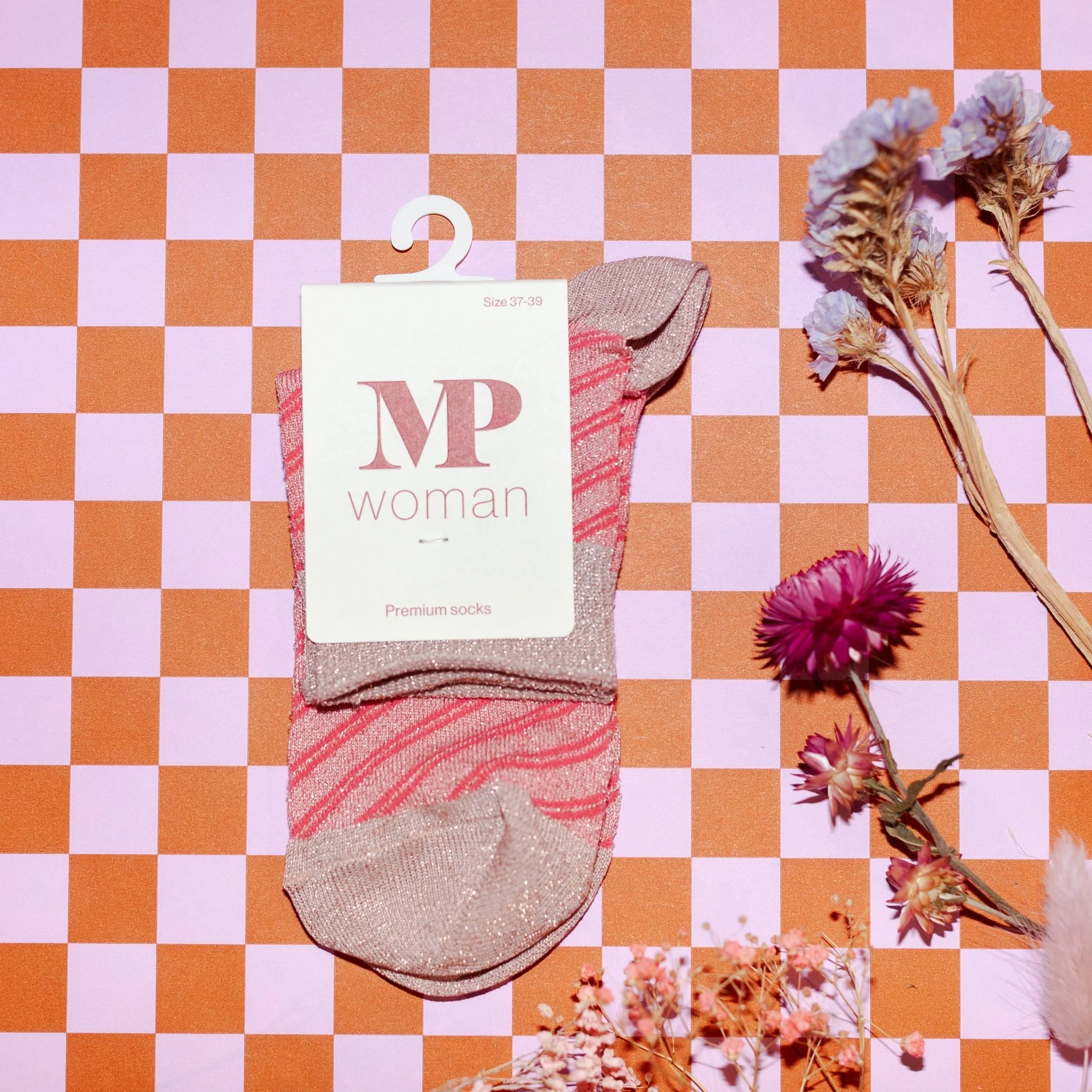 Elisa glimmer short socks | Flamingo Coral