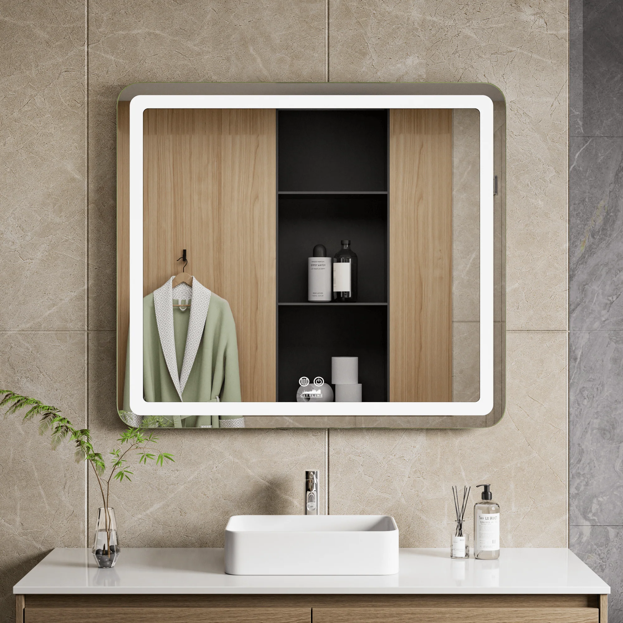 Moderne Badkamer Spiegel  “Bosa” – 80 x 90 cm – LED & Anti-condens