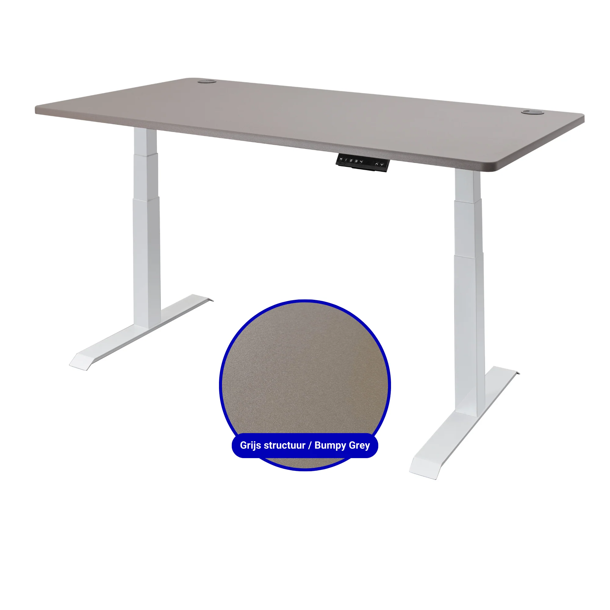 Elektrisch verstelbaar zit-sta bureau (wit) inclusief blad naar keuze (160×80) – Wit frame