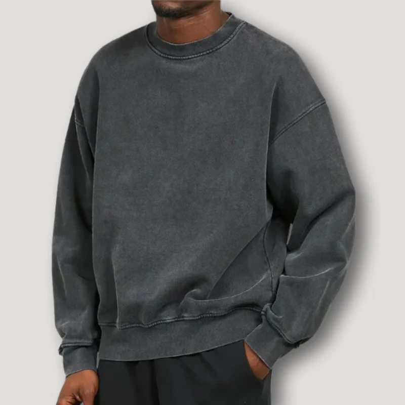 Vintage geïnspireerde Relaxed Fit Trui met Ronde Hals en Lange Mouwen voor heren | Timo