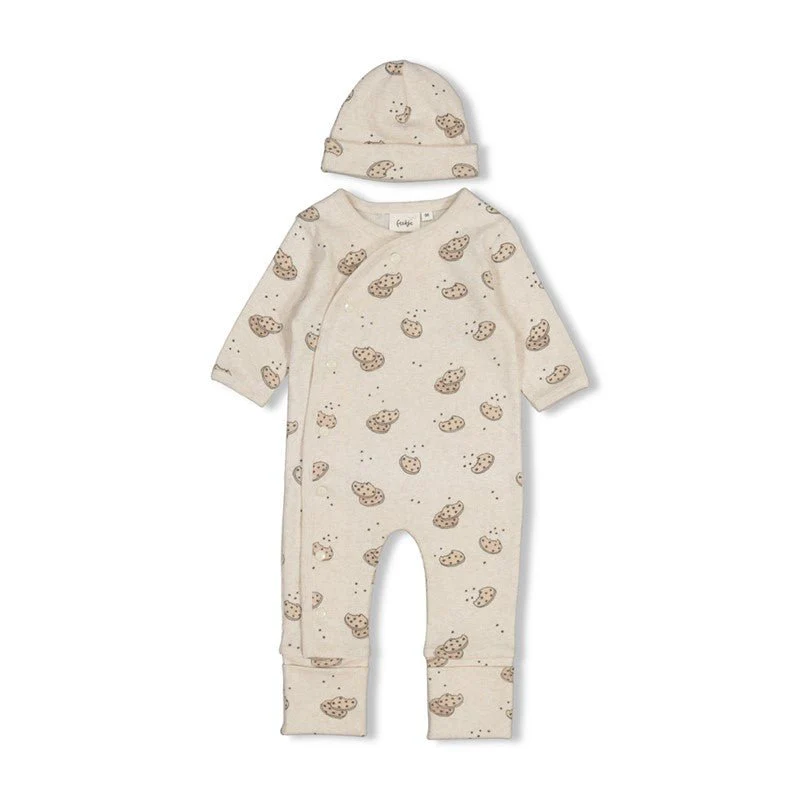Geschenkset 1-delig pak + muts | Offwhite Melange – Cookie | Feetje