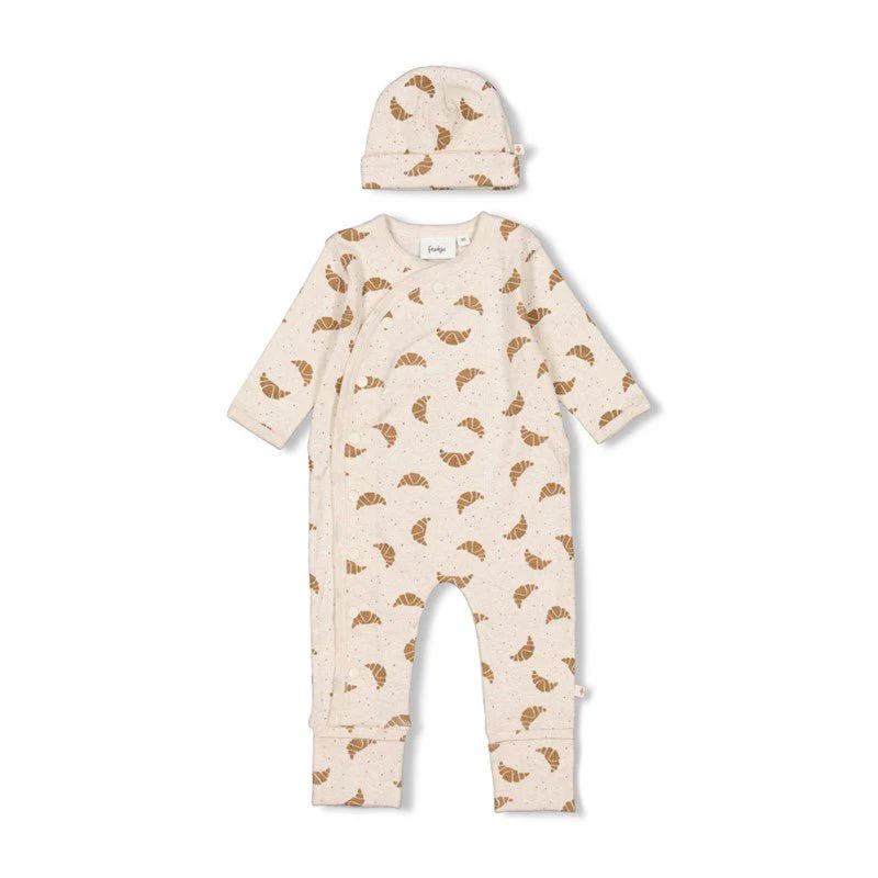 Geschenkset 1-delig pak + muts | Offwhite Melange| Feetje