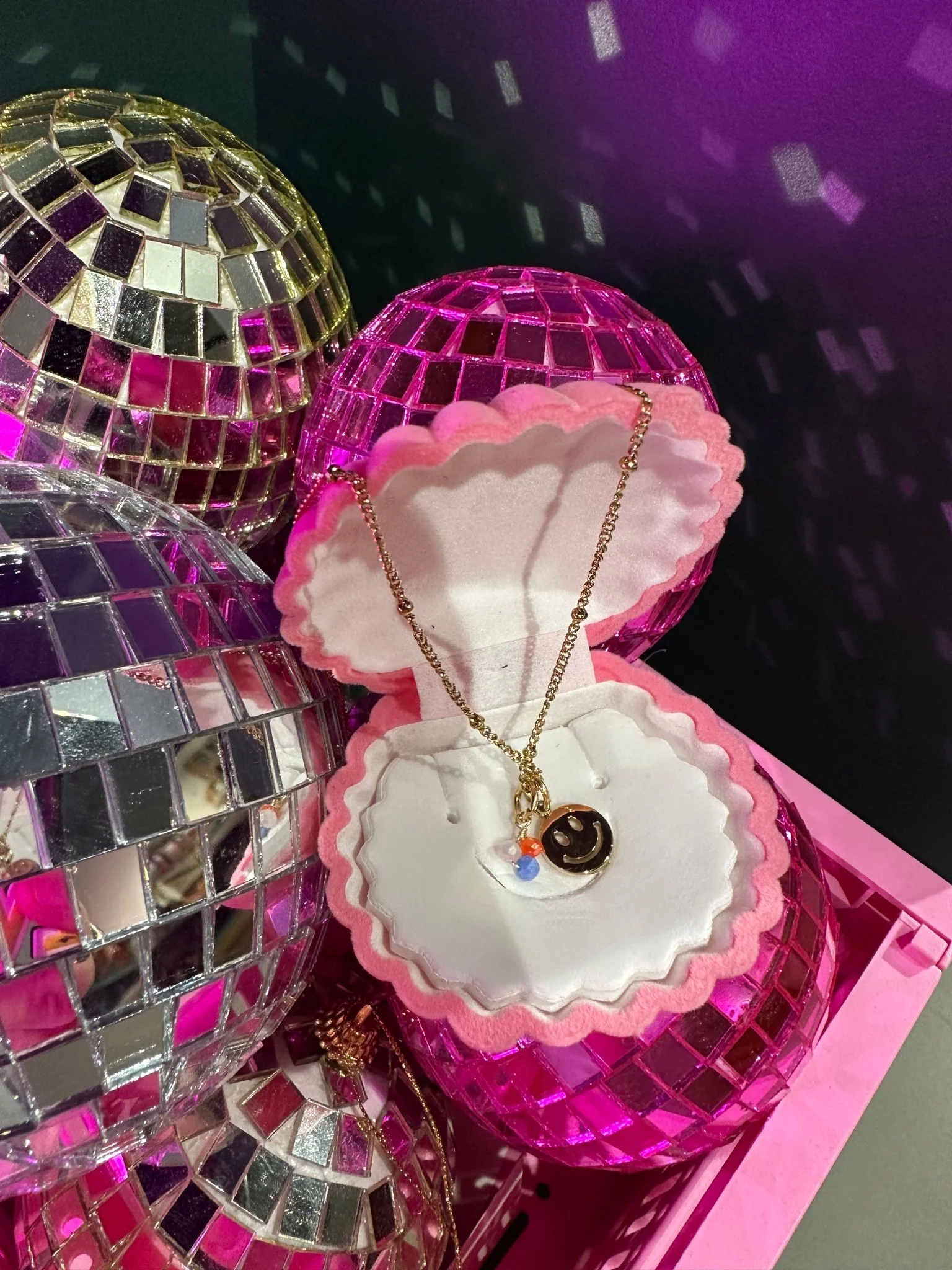 Girl Ketting | Smiley en steentjes | Stainless Steel