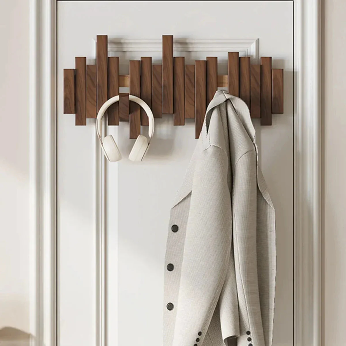 PianoWood Wandgarderobe – Houten Piano-toetsen Garderobe van Notenhout of Beukenhout
