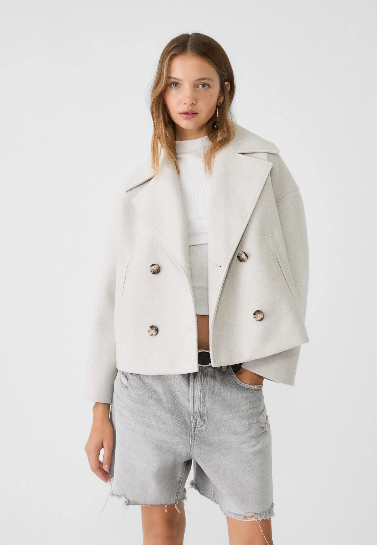 Elegante Dames Winterjas – Stijlvolle Korte Dubbelrij-Jas