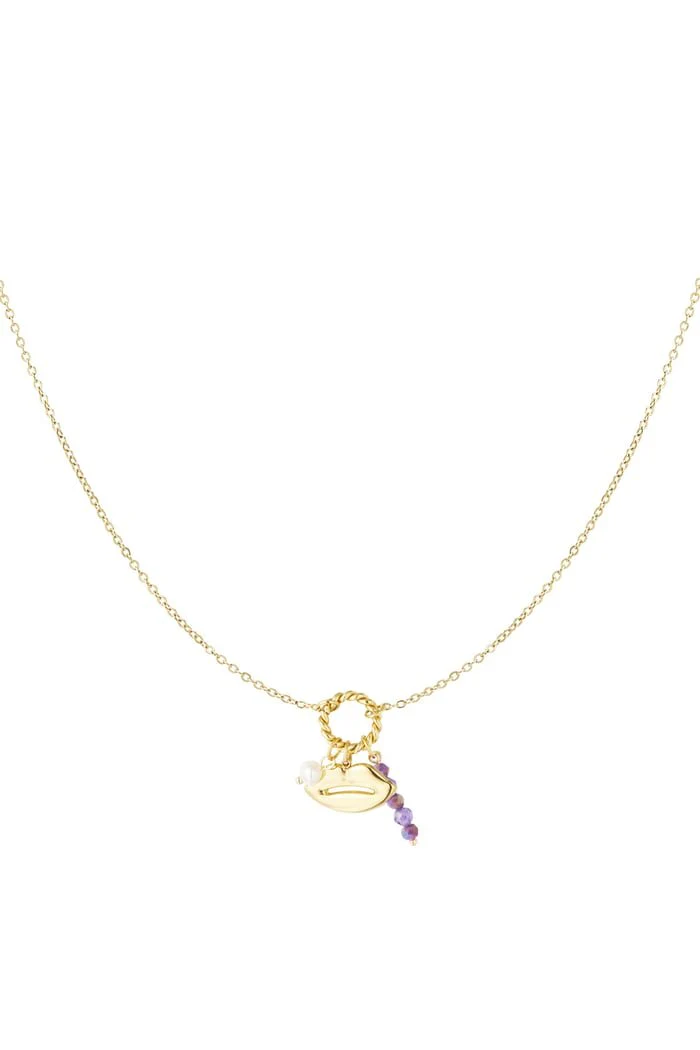 Ketting Don’t touch my lips | Paars-Goud Ketting Don’t touch my lips | Paars-Goud