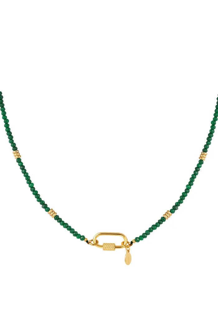 Ketting Kralen met gouden draaisluiting | Groen Ketting Kralen met gouden draaisluiting | Groen