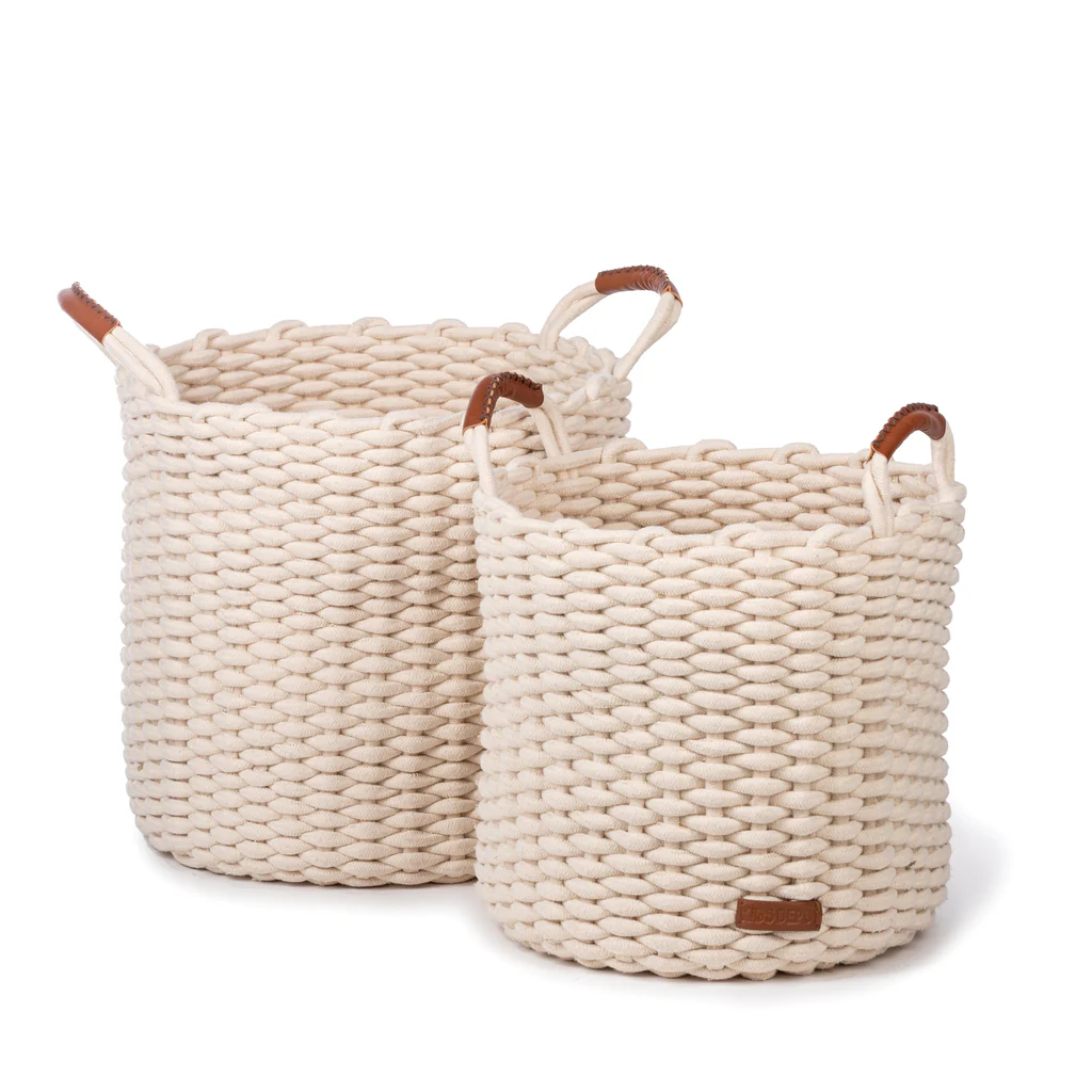 Korbo mand L wit, set van 2