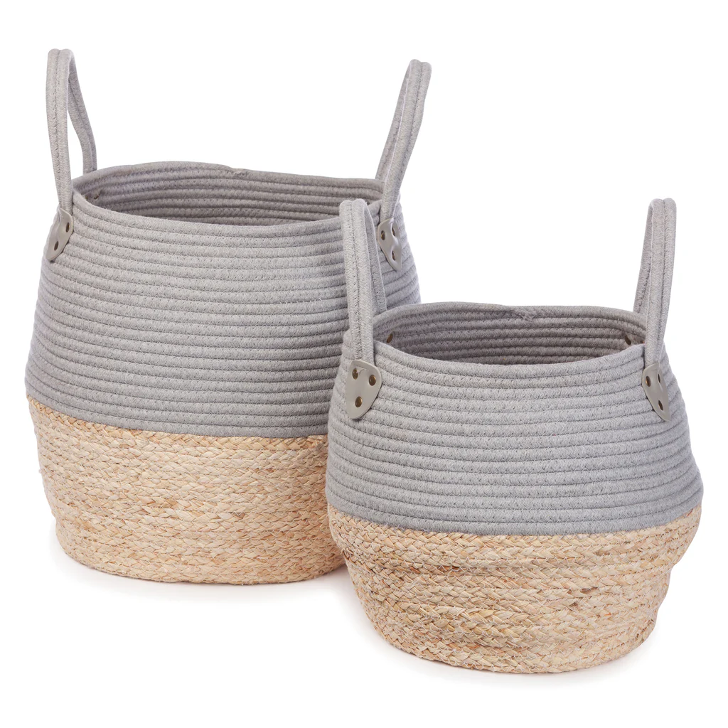 Kori mand grijs/naturel set van 2 Kori mand grijs/naturel set van 2