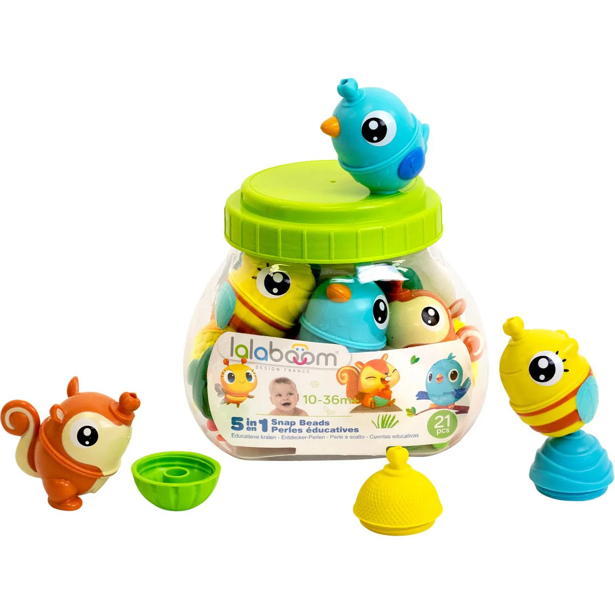 Lalaboom | Educatieve Kralen met 3 Dieren | 21 stuks Lalaboom | Educatieve Kralen met 3 Dieren | 21 stuks