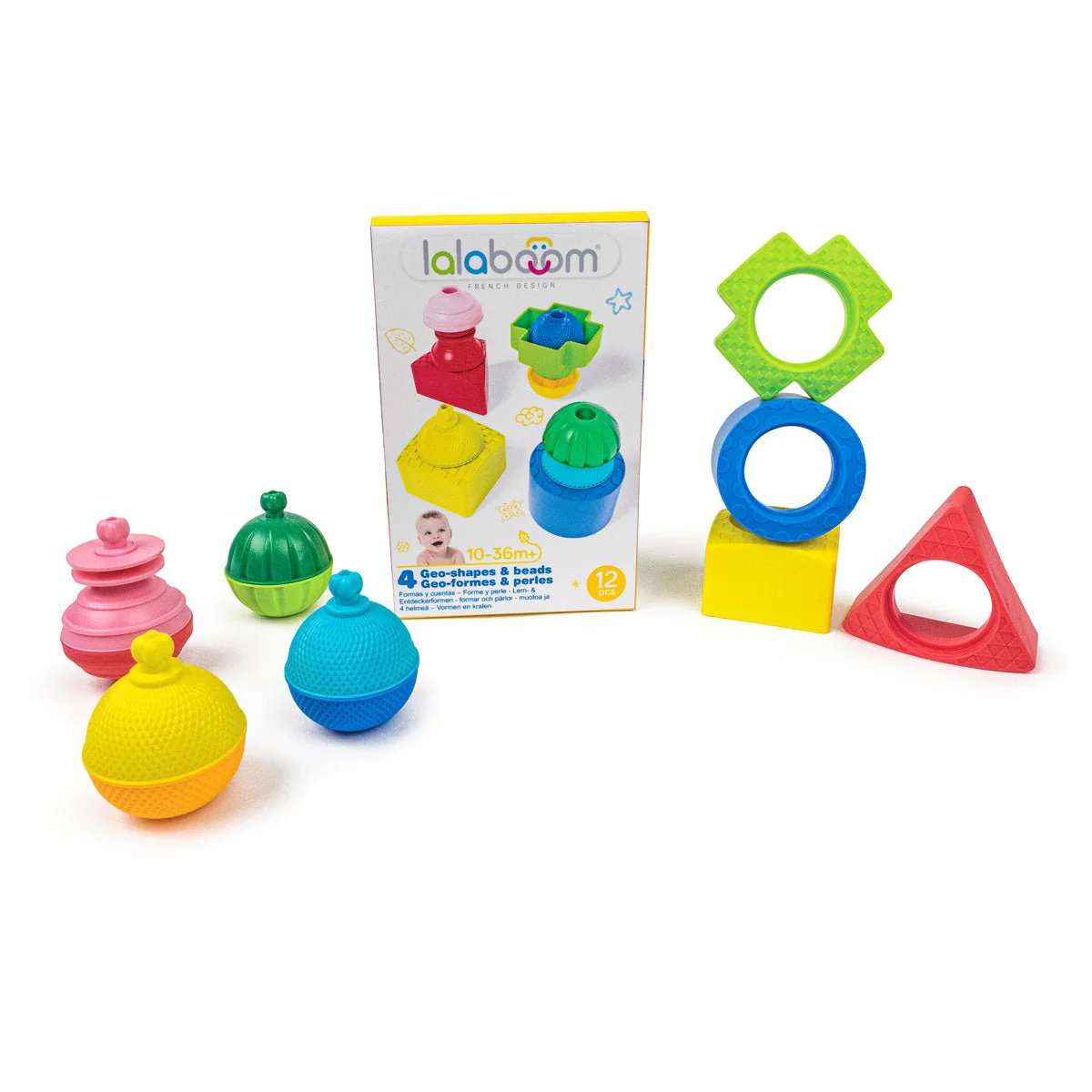 Lalaboom | Vormen en Educatieve Kralen | 12 stuks