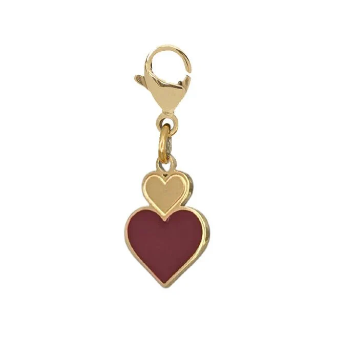 MADAM the label | Charm double red heart goud MADAM the label | Charm double red heart goud