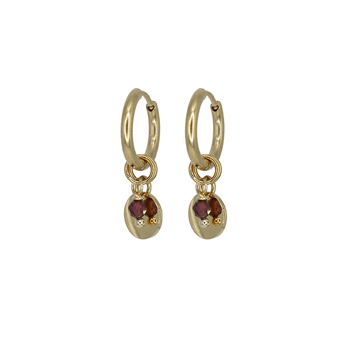 MADAM the label | Oorringen coin rode granaat goud MADAM the label | Oorringen coin rode granaat goud