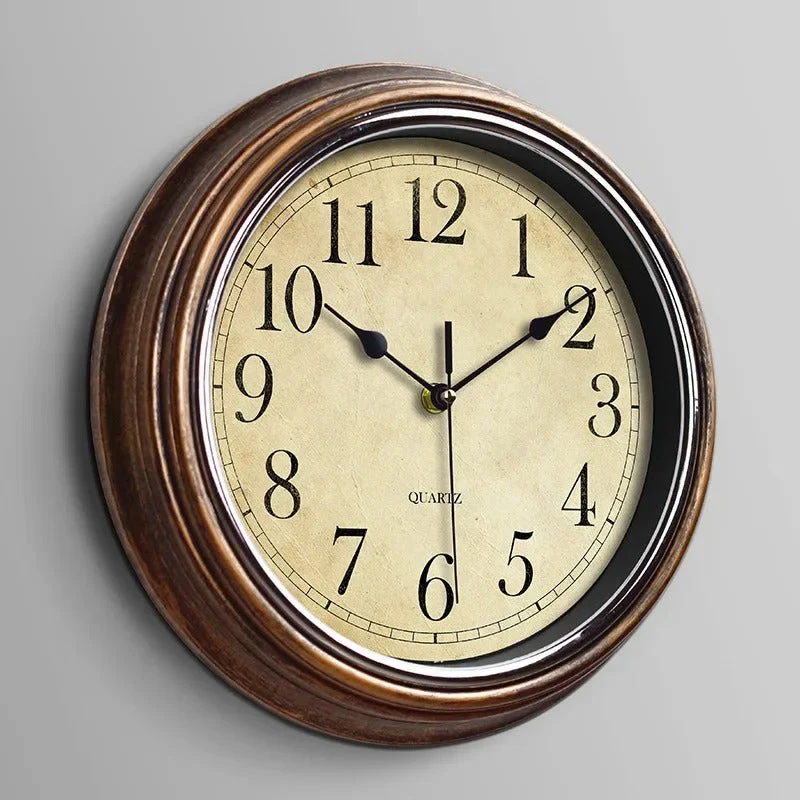 HoutTijd Klassieke Wanduhr – Stijlvolle houten secondenwijzerklok met geruisloos uurwerk
