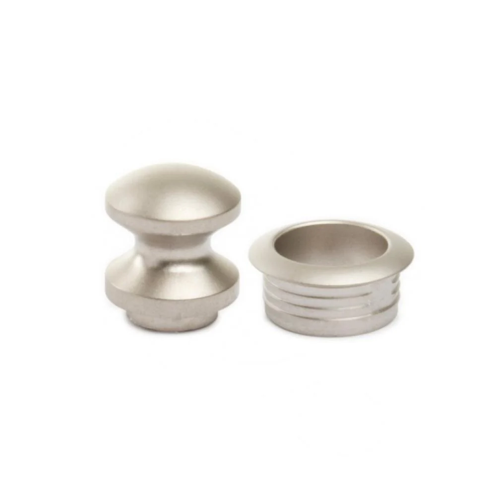 Fjord Outdoor Mini Knop+Ring Pushlock Zilver Mat 2st