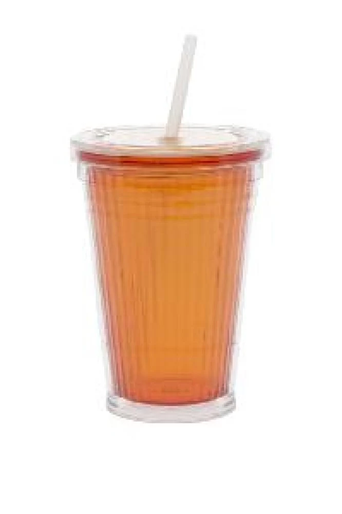 Gimex Drinkbeker met Rietje Oranje Gimex Drinkbeker met Rietje Oranje