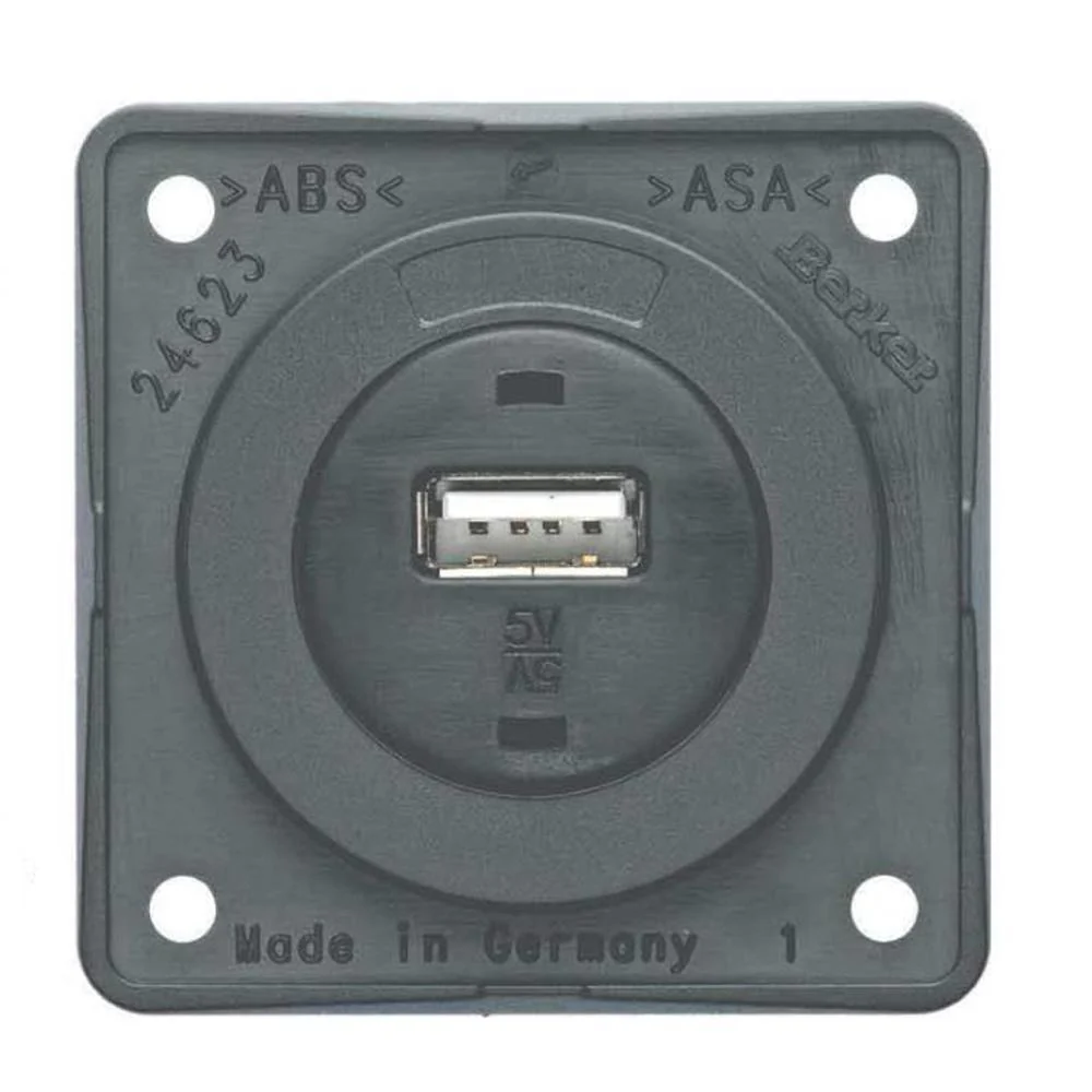 Berker Contactdoos 1x USB Lader 12V Inbouw Grijs Mat