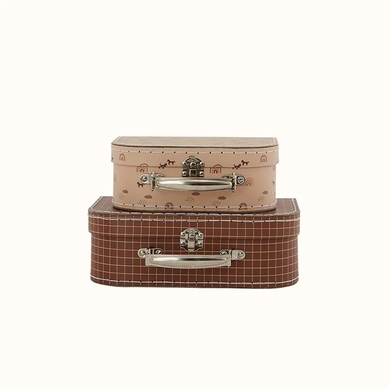Mini suitcase rainbow & grid – set of 2