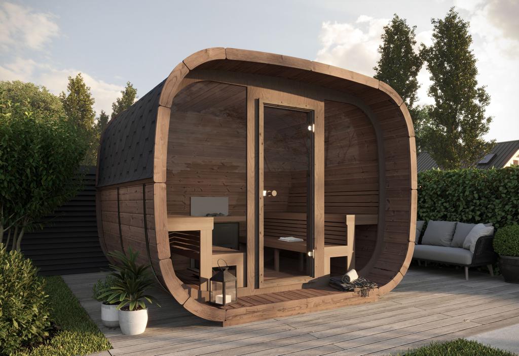 Oslo – Cube Shaped Outdoor Sauna – 300cm-RD