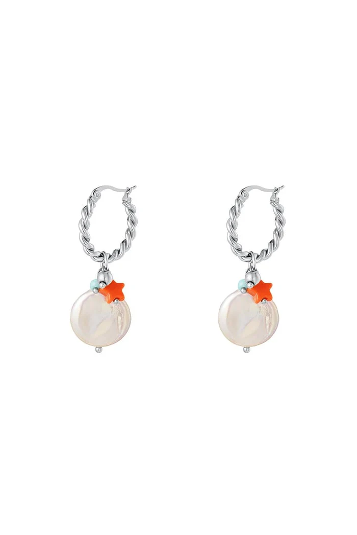Oorbel beach parel | Zilver | Stainless Steel Oorbel beach parel | Zilver | Stainless Steel