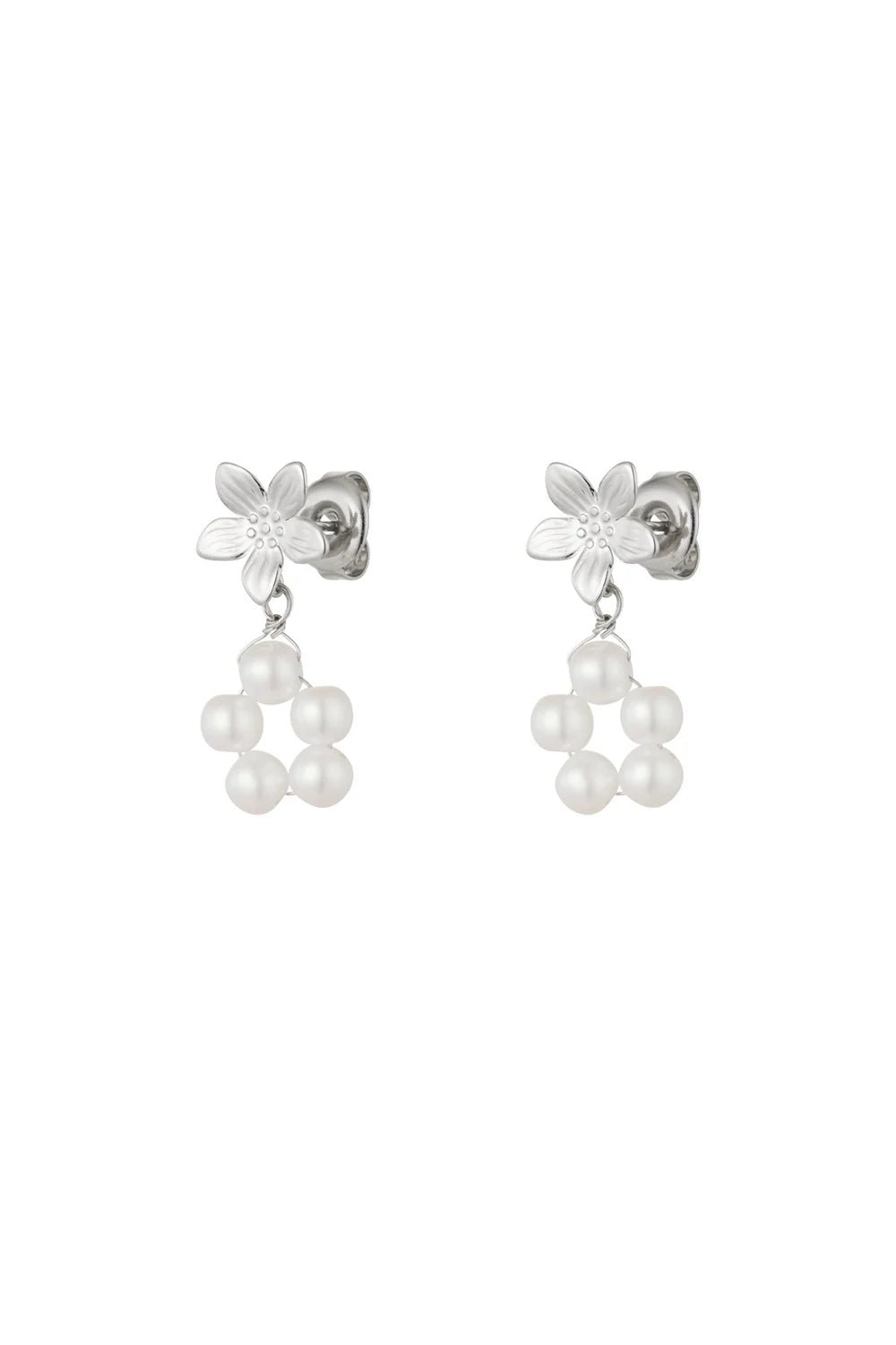 Oorbel Flower Pearl | Zilver