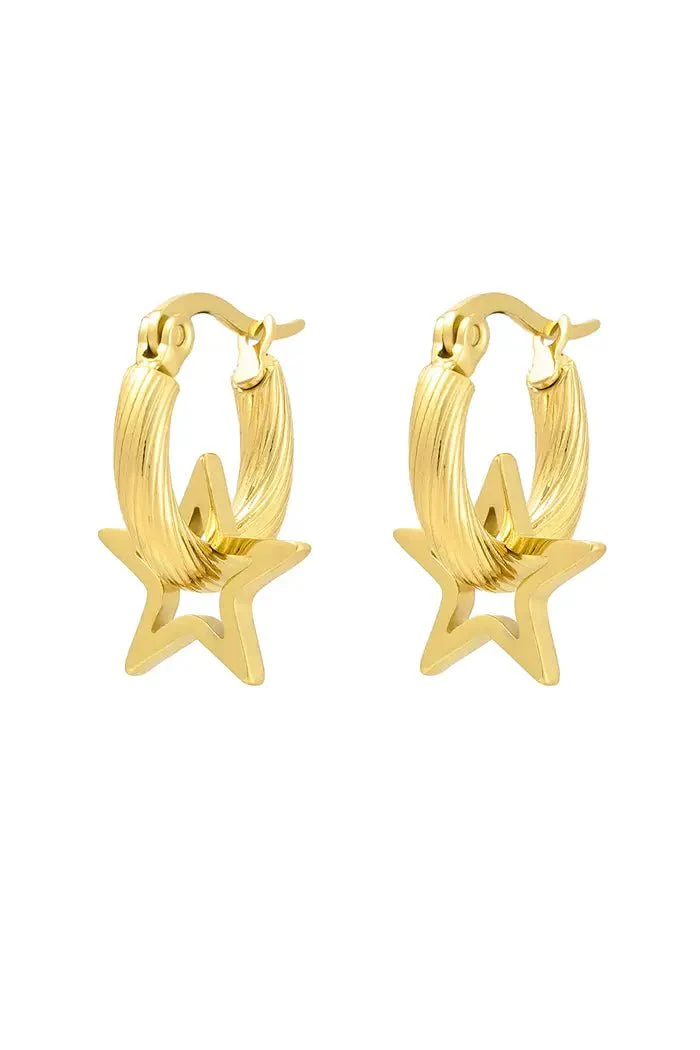 Oorbel Twisted met Ster | Goud Oorbel Twisted met Ster | Goud