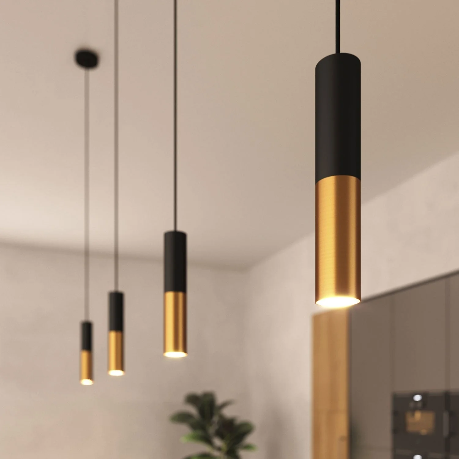 Creative Cables Tube Pendel Messing/Zwart